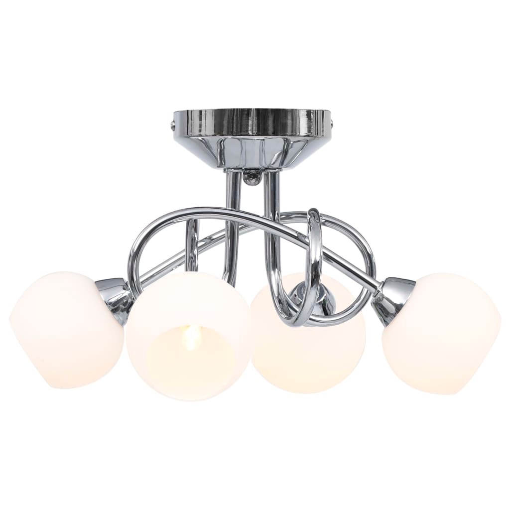 Ceiling Lamp with Round White Ceramic Shades for 4 G9 Bulbs
